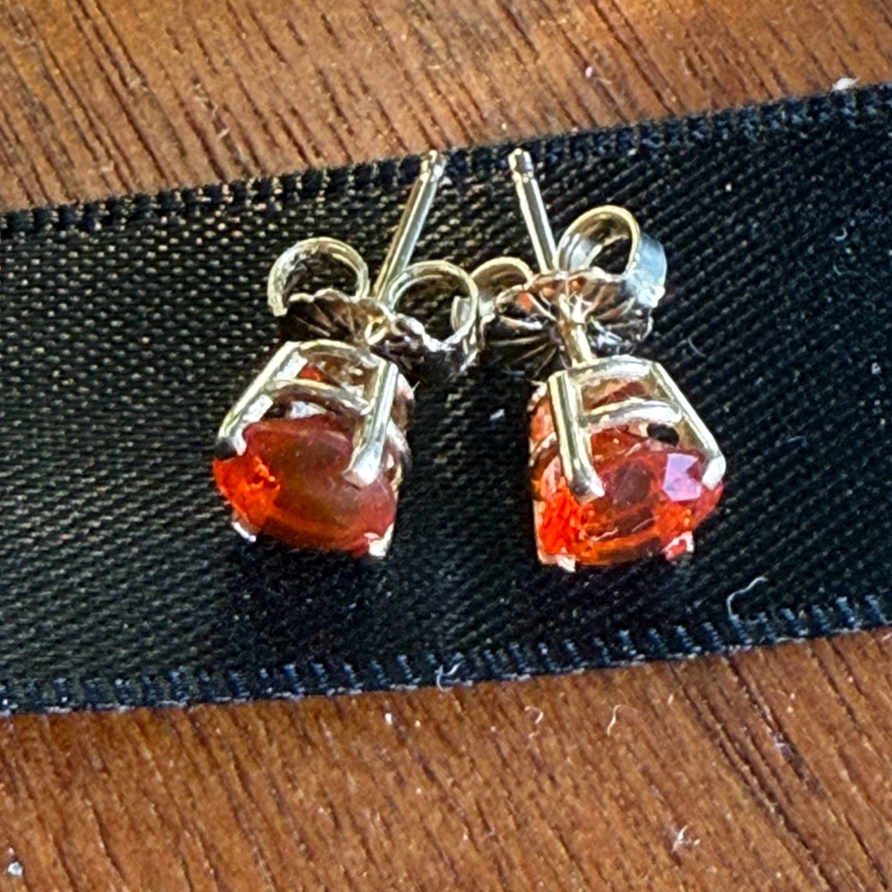 Fire Opal 14K Gold Stud Earings